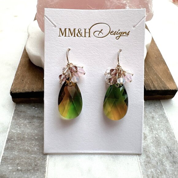 New Elegant Crystal Pear Drop Earrings | Handmade in BC - Picture 4 of 5